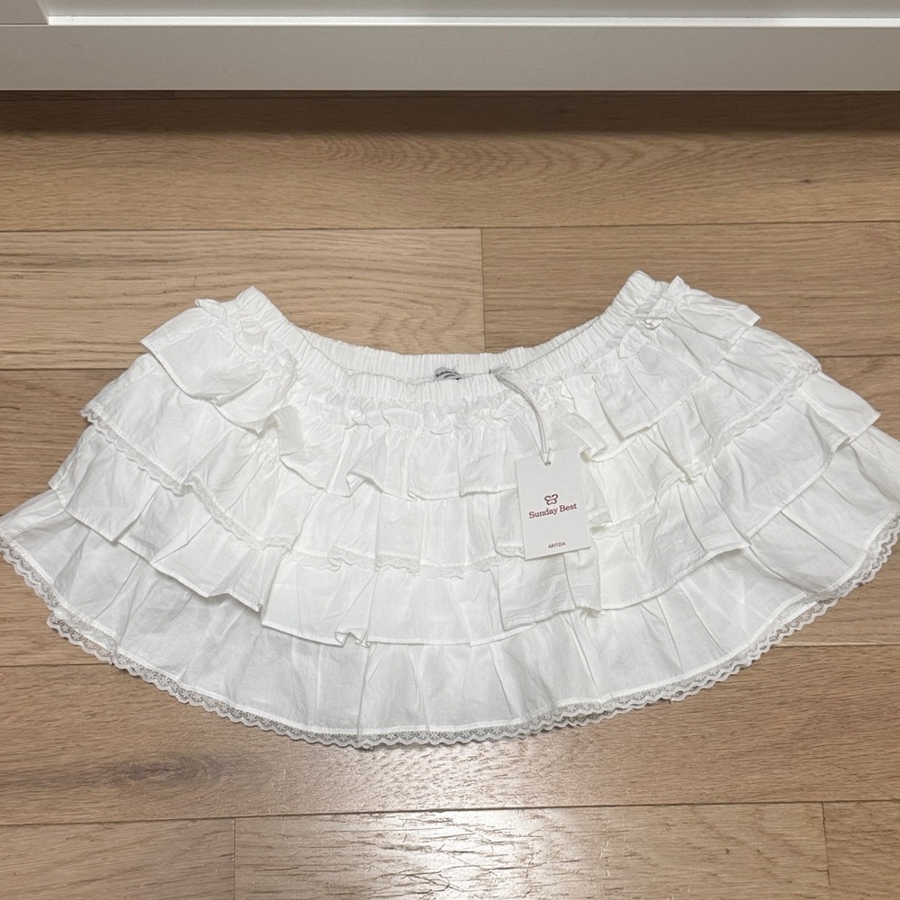 Sunday Best White Tiered Mini Skirt